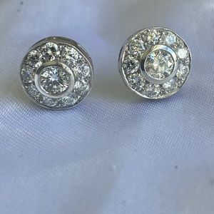 Diamond and platinum earrings